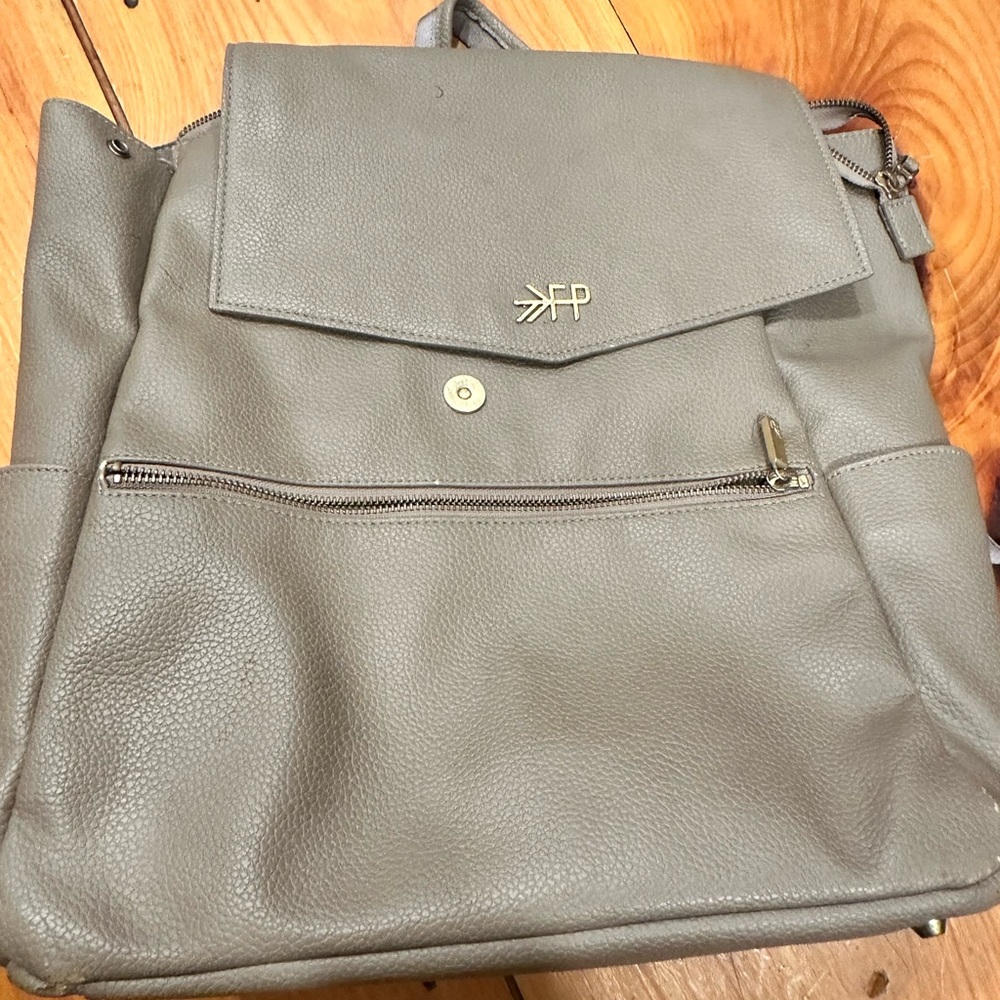 FP Gray Leather Diaper Bag